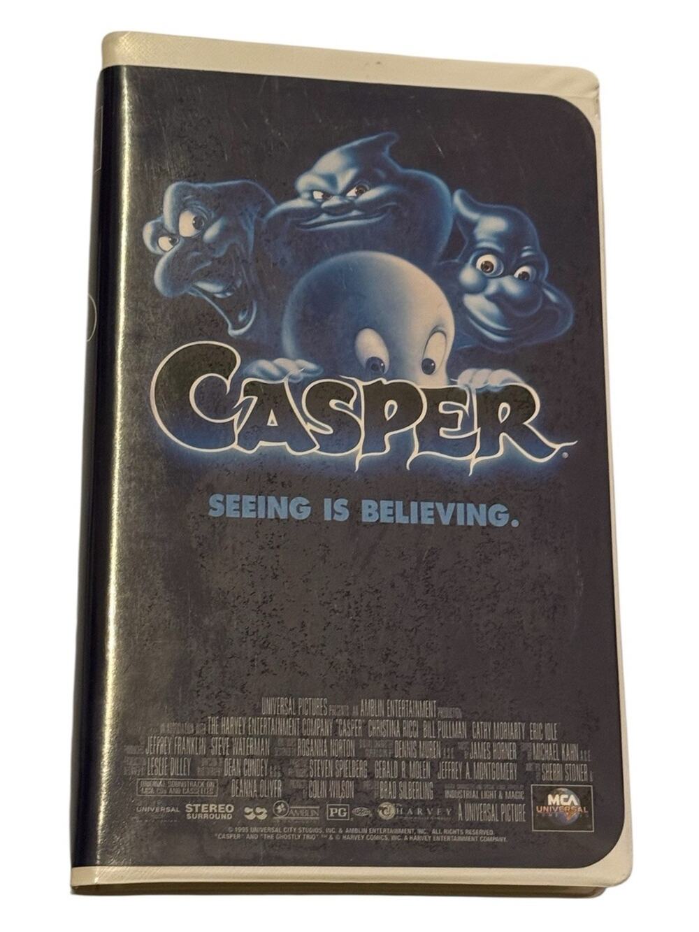 Casper VHS 1995 MCA Universal Clamshell Tape Label‎ Damage Name Written READ